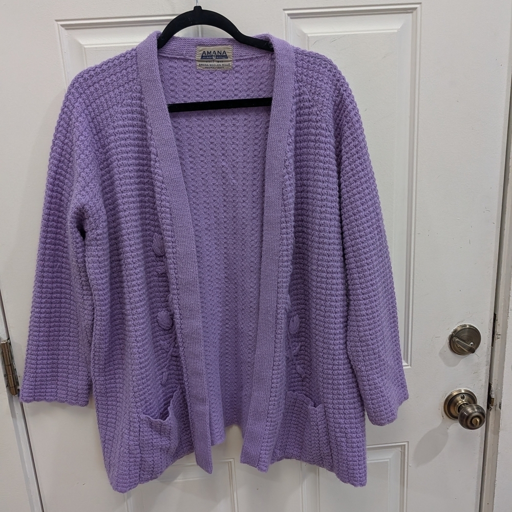 Amana Woolen Mills Lavender Kimono Cardigan